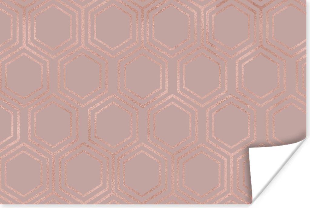 MuchoWow Poster Muster - Roségold - Rosa 180x120 cm - Fotoplakat