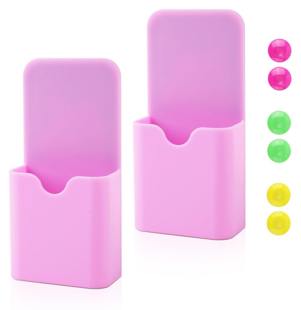 magnetische Markerhalter, magnetische Stifthalter mit 6 Magnetperlen für Spind, Whiteboard, Kühlschrank, Schule, Zuhause, Bürobedarf (rosa)