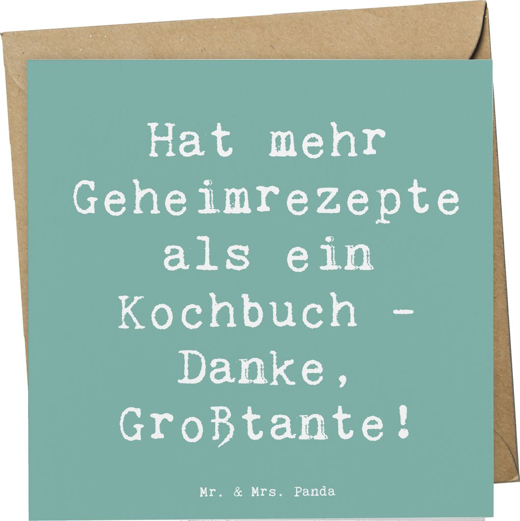 Mr. & Mrs. Panda Grußkarte Spruch Geheimrezepte Großtante - Meeresbrise - Geschenk, Lebenserfahrung, Klappkarte, Geburtstage, Liebe, faltkarte, F...