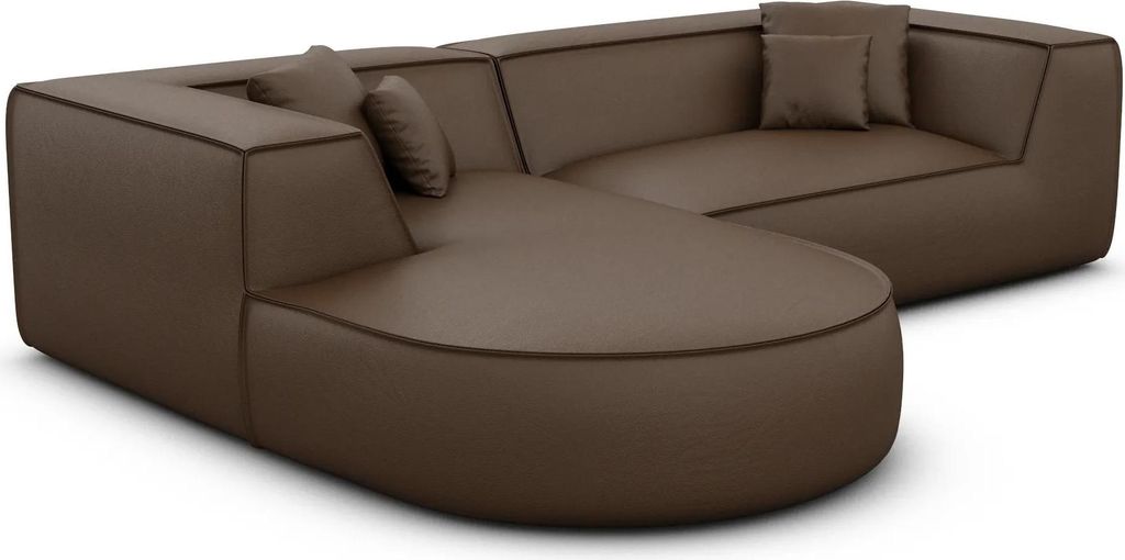 Kunstleder L-Form Sofa Liberia Dunkelbraun Links