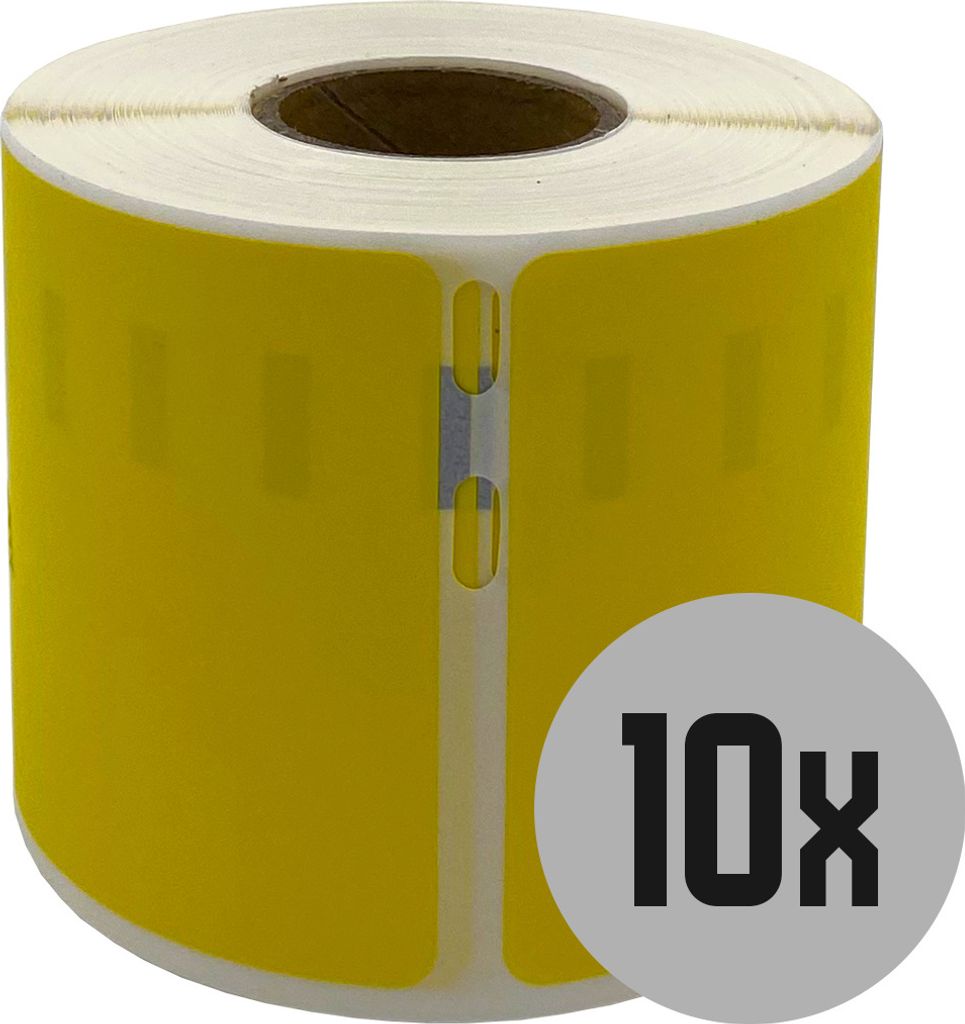 DULA Etiketten - Kompatibel mit Dymo Compatible labels - Geel - 99014 - S0722430 - Verzend- en naambadge etiketten - 10 rollen - 101 x 54 mm - 220 ...