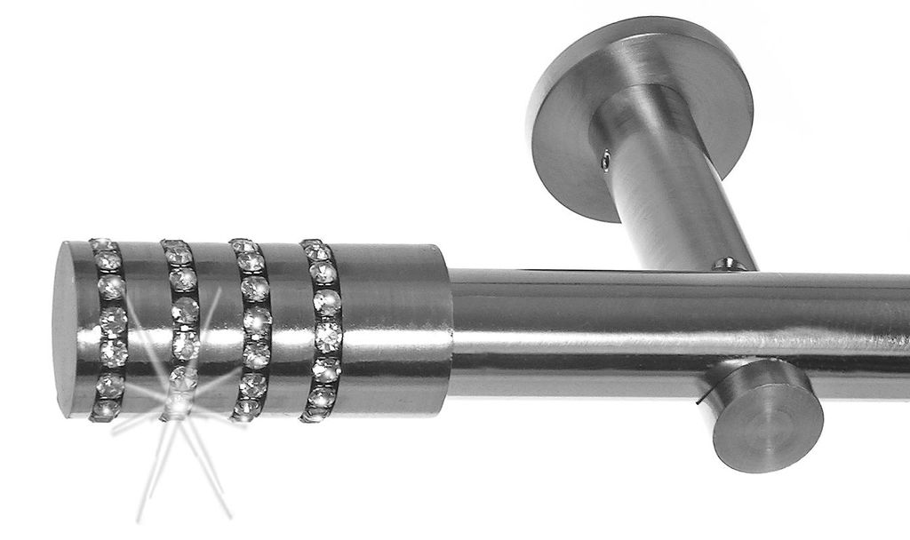 Gardinenstange mit Wandhalterung I Metall Edelstahl Look Produktbild 