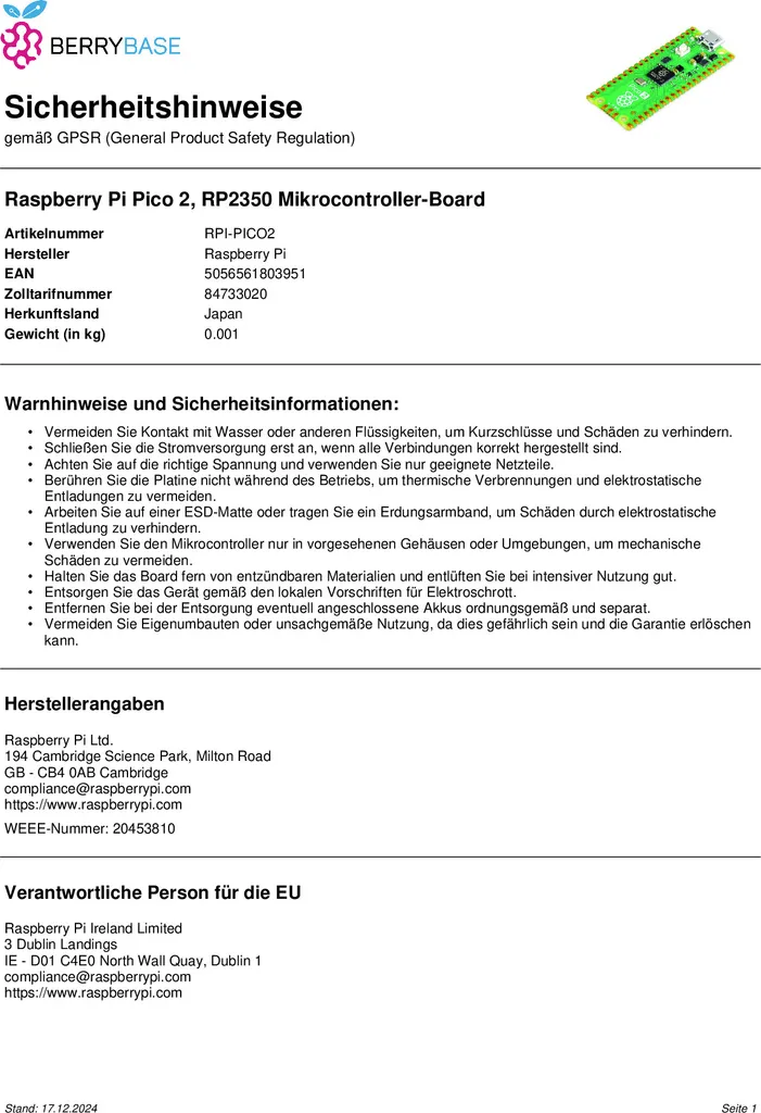 Microcontrollore Raspberry Pi Pico 2 RP2350 - Semplice ed Efficace - 5