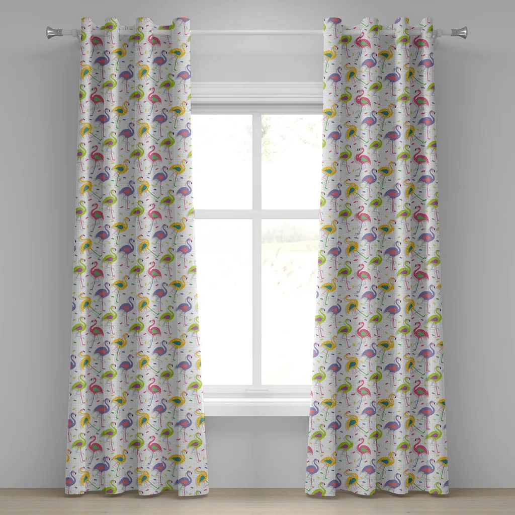 Tenda con Occhielli Fenicotteri 280x175 cm - Tessuto Lavabile