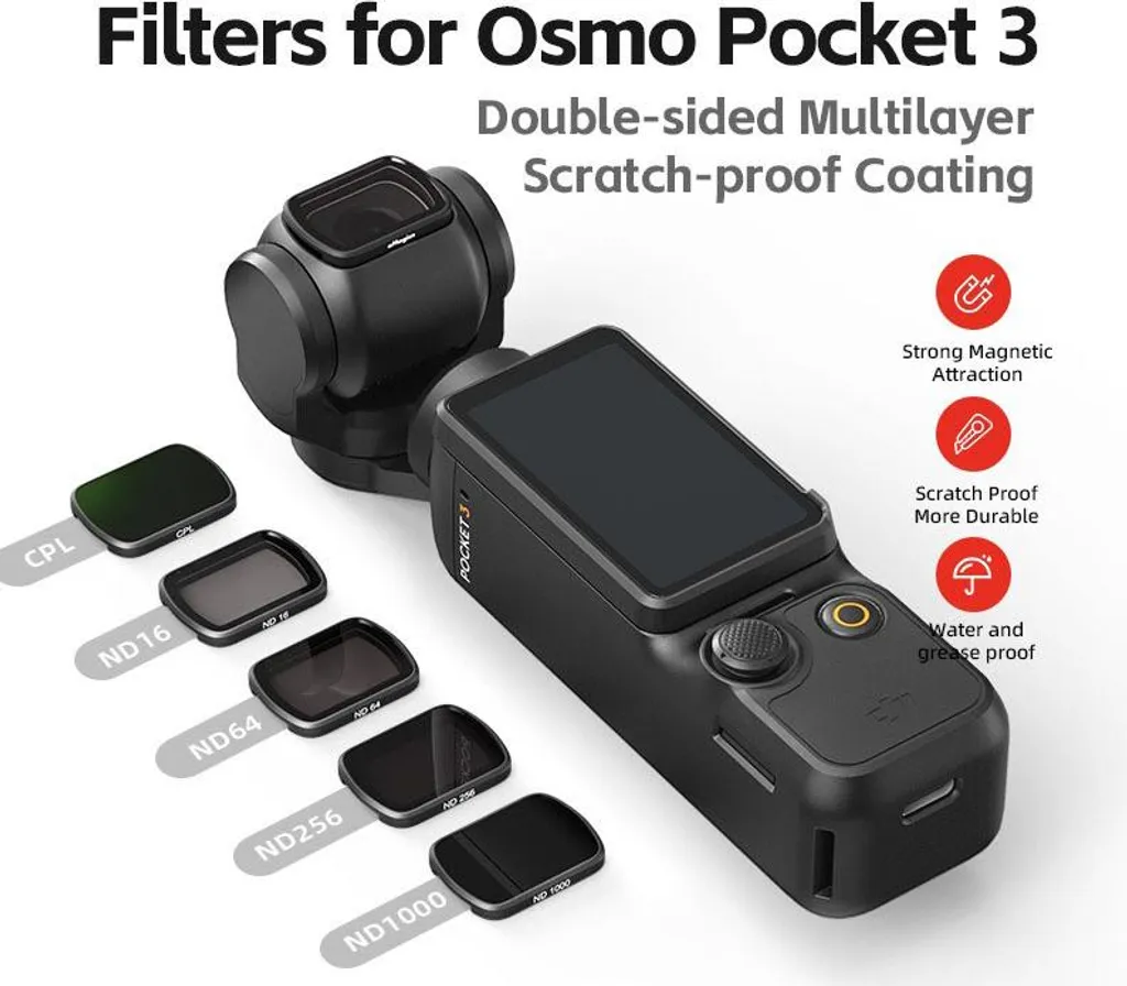 Pack filtres ND pour DJI Osmo Pocket 3 idéal pour vlogs et pose longue - 10