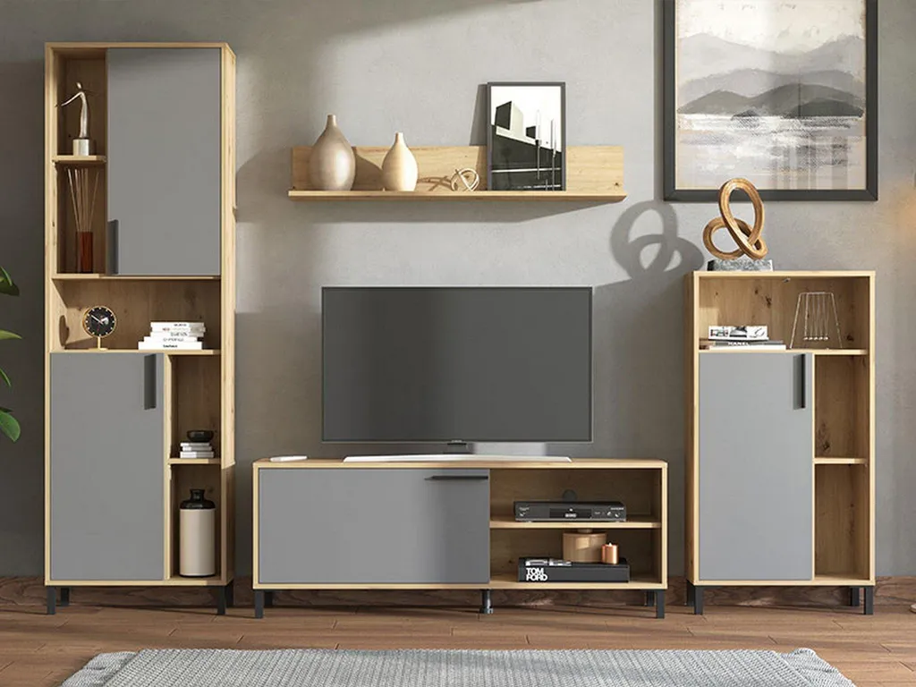 Civitate Mur Modulable 279x38x193h cm Anthracite - Bibliothèque Design - 2