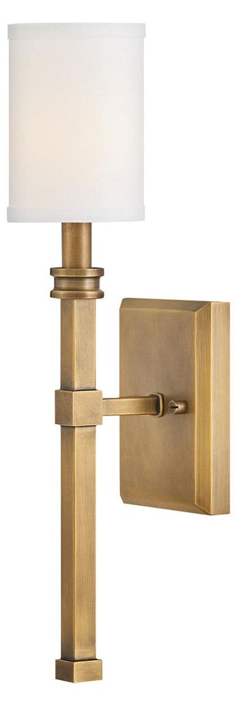 Elstead Moore Wandleuchte E14 Heritage Messing mit Leinenschirm elfenbeinfarben Weiß