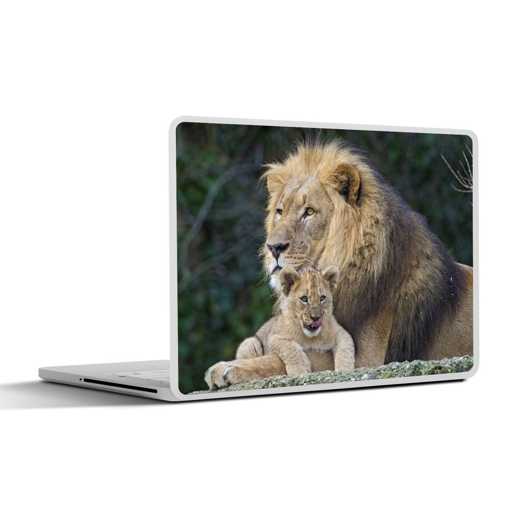 MuchoWow Laptop Aufkleber Sticker Cover Porträt - Löwen - Wilde Tiere 31x22.5 cm - Laptop-Deko