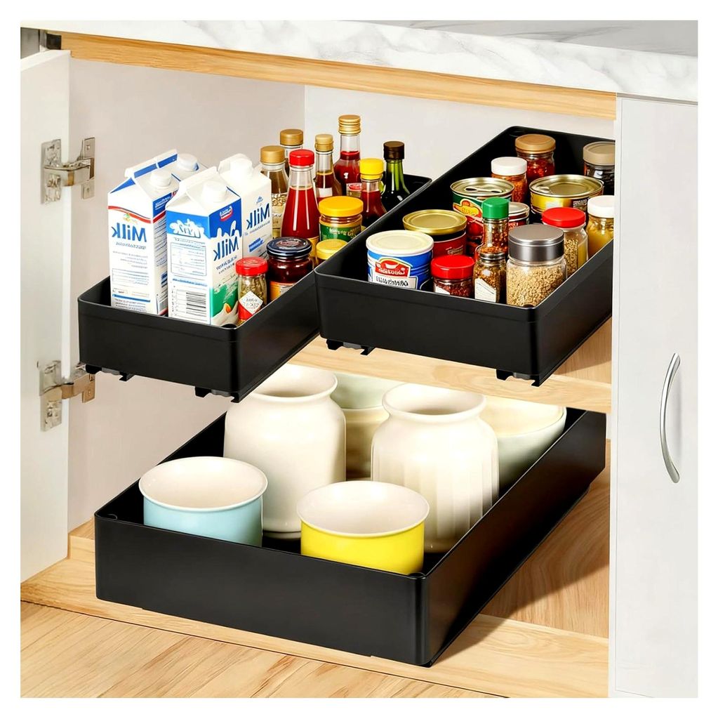 Teleskopschubladen-Organizer mit Dämpfungssystem – 3 Größen (13/18/27x40x7 cm), Ausziehbares Schubladenregal für Küchenschrank/Schrank, Einf...