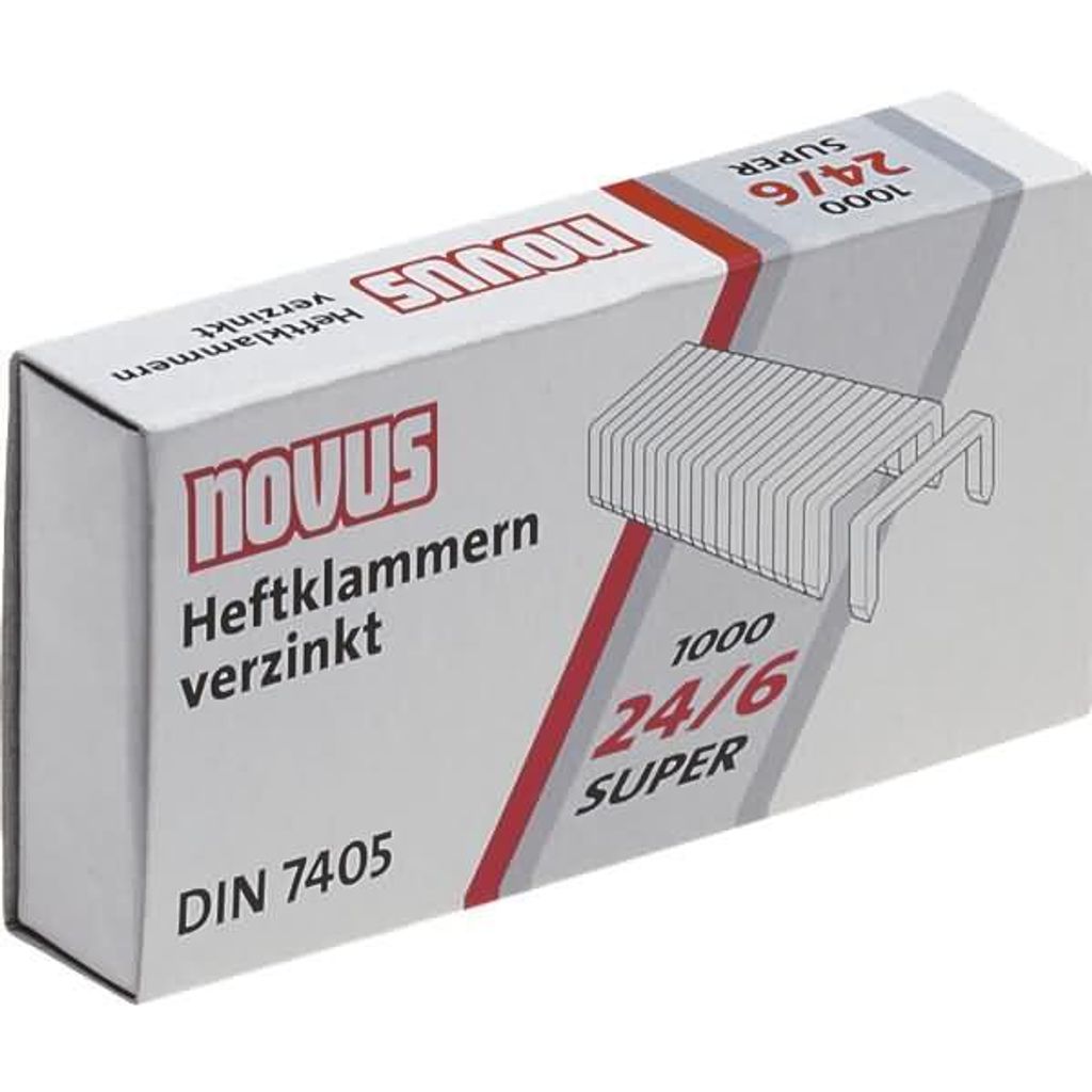 A box of Novus staples.