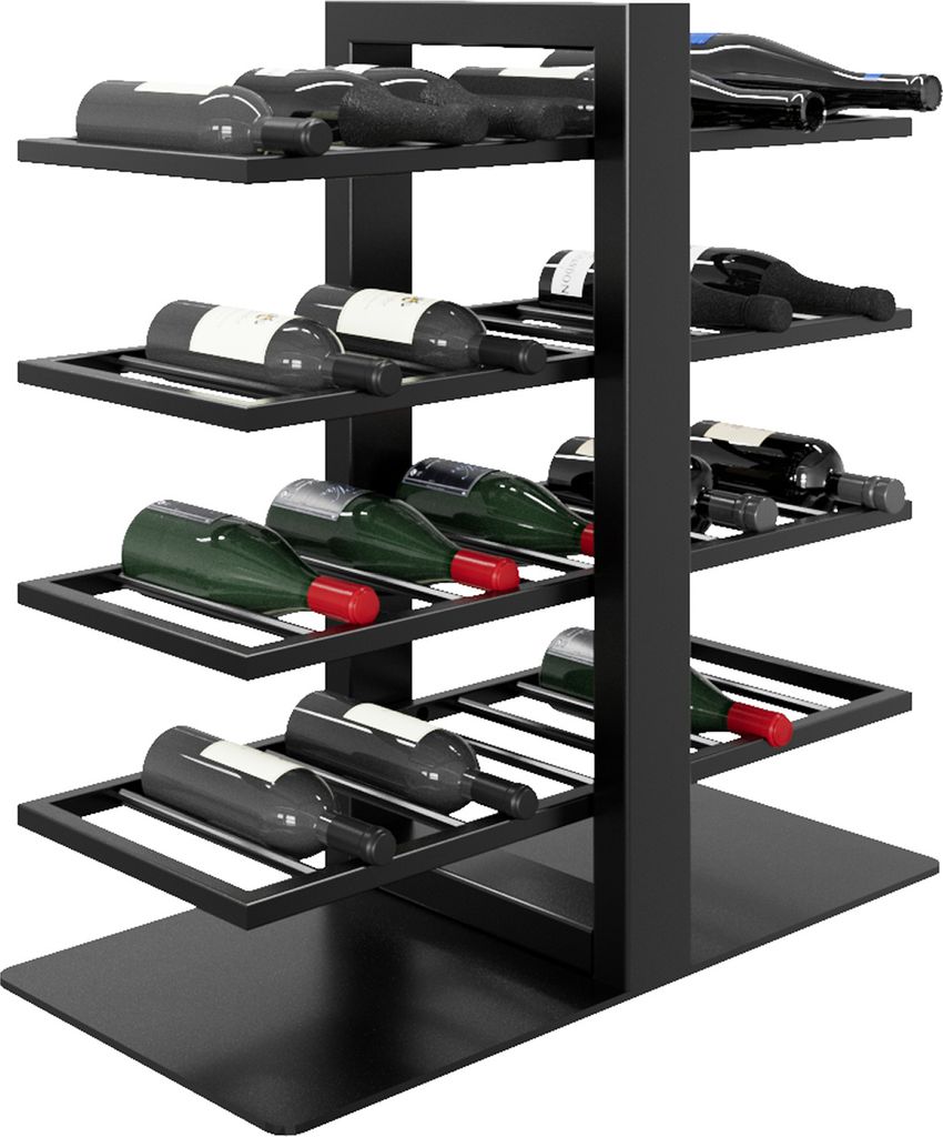 MetaloPro Weinregal Corse – Schwarzes Metall-Flaschenregal Für 40 Weinflaschen, Robustes Design, Ideal Für Küche, Keller Oder Bar – 80x80x30cm