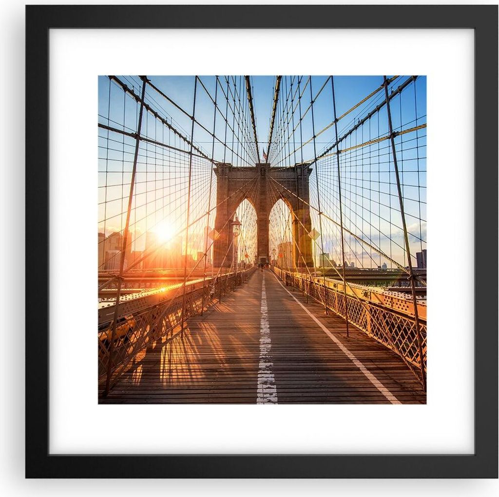 Gerahmtes Poster - Schwarzer Rahmen - New York Brücke - Produktbild 