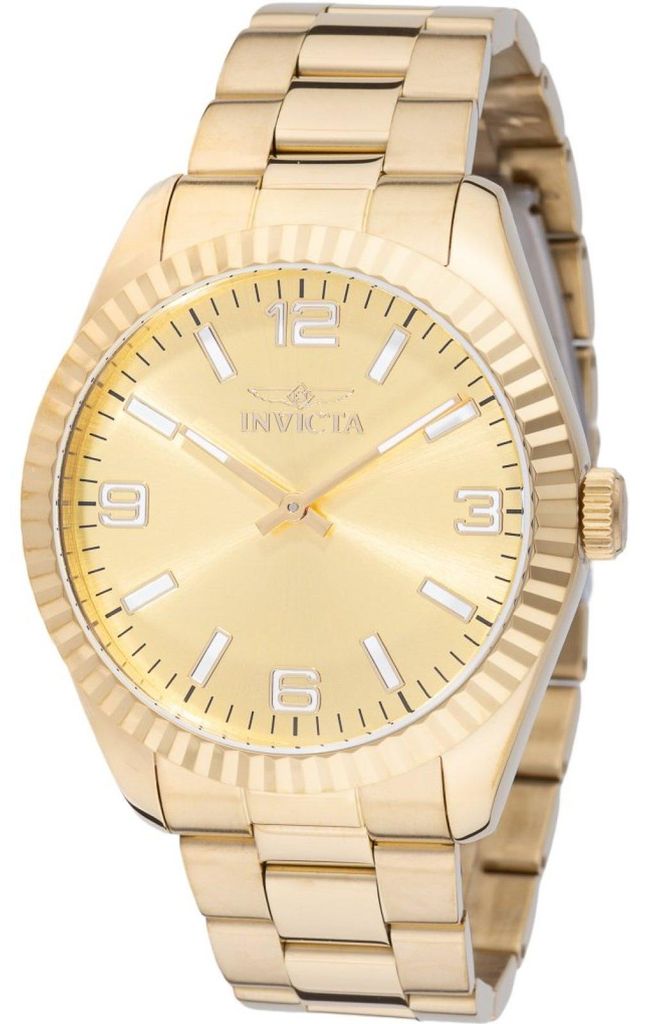 Invicta Specialty 49682 Herren uhr - Wasserdicht - Analog - Quarzuhrwerk - Edelstahl mit goldenen zifferblat - 43mm