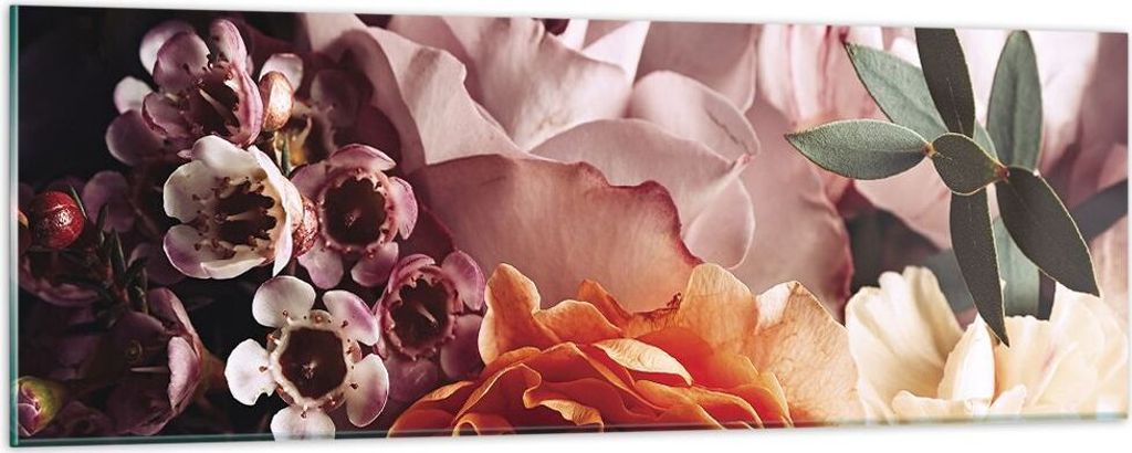Bilder auf glas - Einteilig - Blumen Getreide Rosen - 90x30cm - Glasbilder - Wandbilder - Bilder - zum Aufhängen bereit - Wanddekoration aus Glas ...