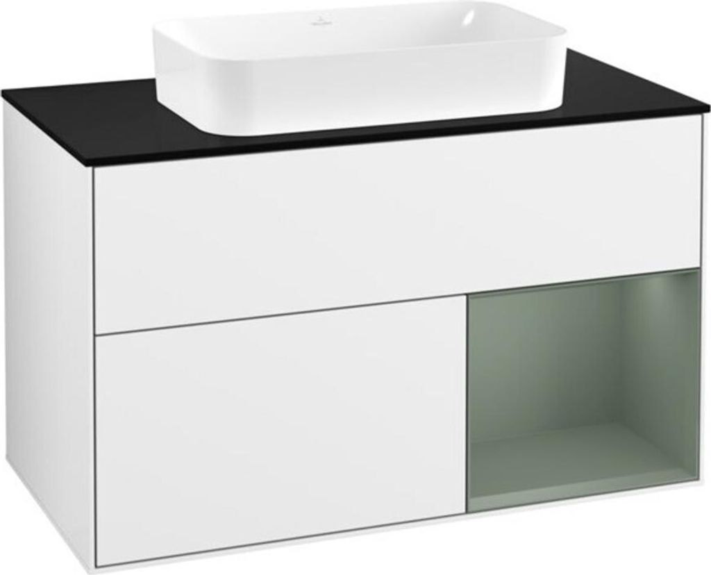 V&B Waschtischunterschrank Wandbeleuchtung Finion 100x60,3 cm, Rg r Ol m Lac, glo wh. Lac