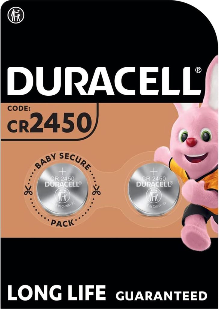 Duracell Batterie Lithium, Knopfzelle, CR2450, 3V Electronics, Retail Blister (2-Pack)