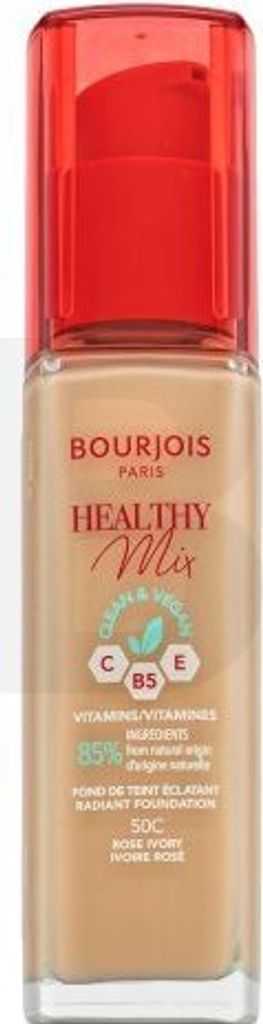 Bourjois Healthy Mix Clean & Vegan Radiant Foundation flüssiges Make-up zur Vereinheitlichung des Hauttons 50C Rose Ivory 30 ml