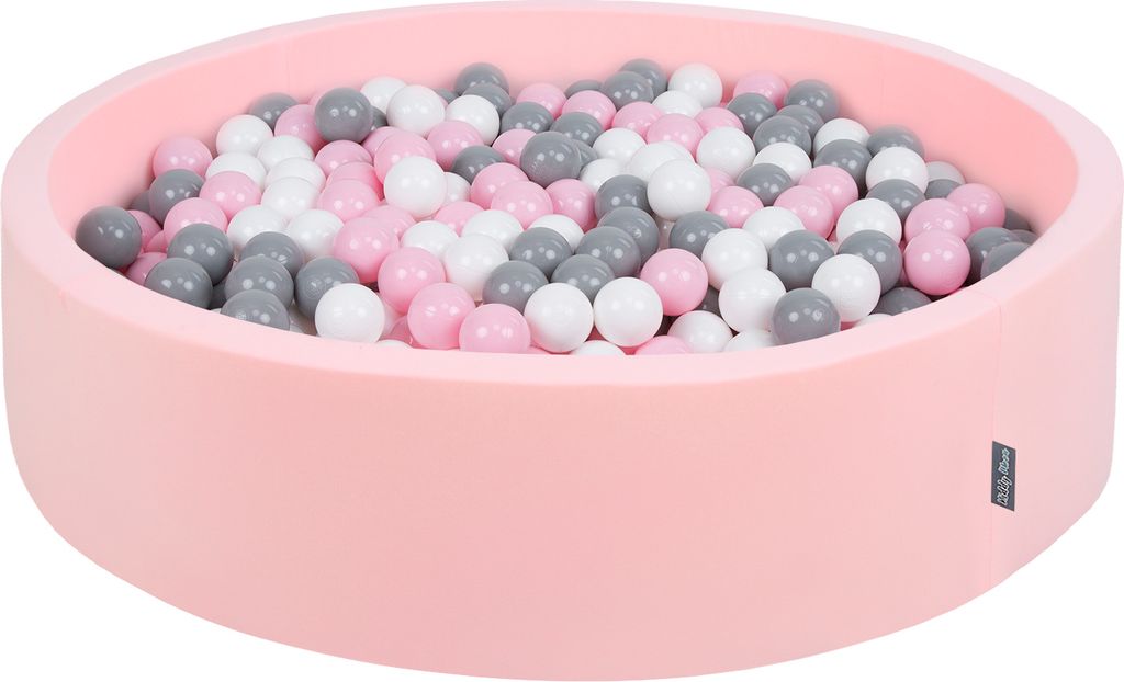KiddyMoon Bällebad 120x30cm 200 Bälle ∅7cm Rund Bällepool Mit Bunten Bällen Für Babys Und Kinder
