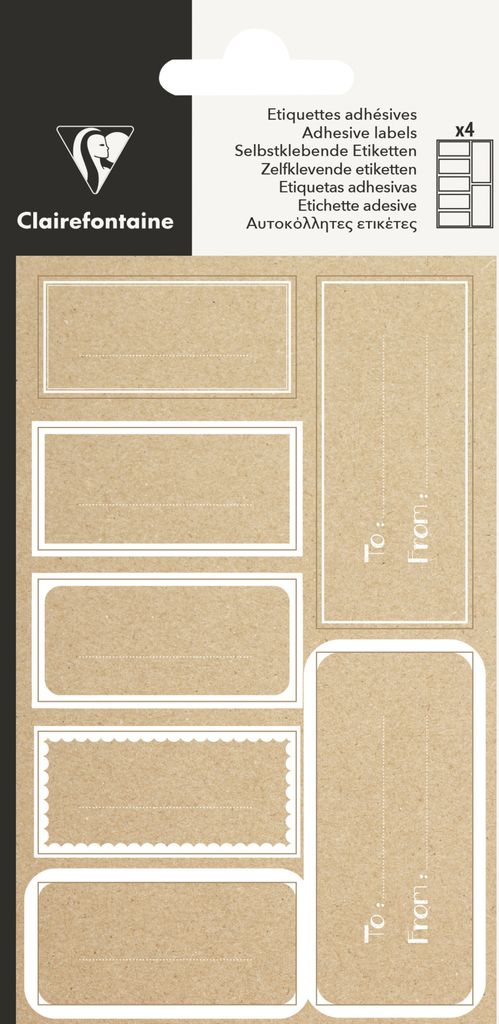 Clairefontaine 10x Pack. 28 selbstklebenden Etiketten Kraft Produktbild 