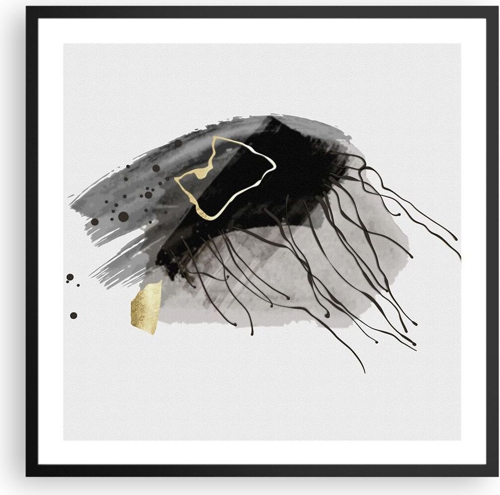 Gerahmtes Poster - Schwarzer Rahmen - Abstraktion dunkel Farben - 60x60 cm - Wand Bild - Wanddeko - Wandbilder - Wandposter - Bilderrahmen - Bilder...