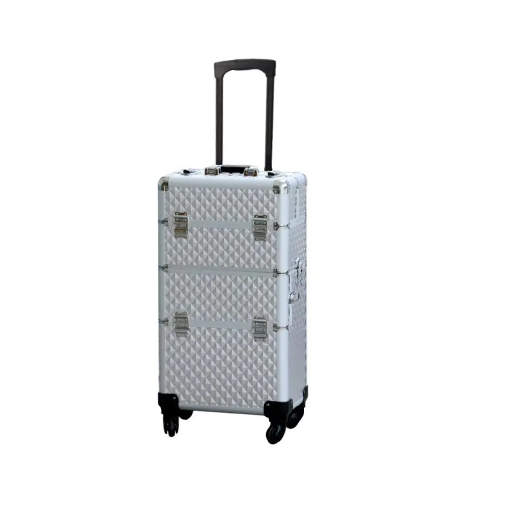 Mallette de Maquillage Trolley Cosmétique Argentée - Coffret de Beauté