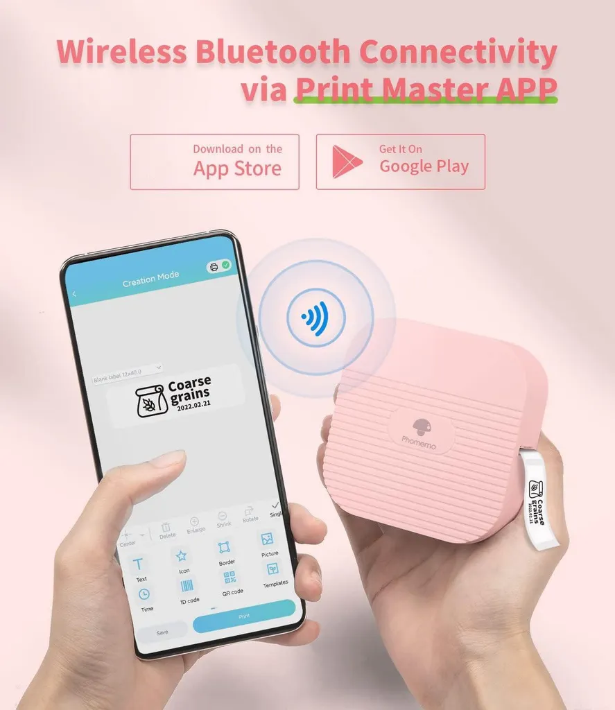 Phomemo Q31 Mini Imprimante d'Étiquettes Thermiques Bluetooth Rose - 2