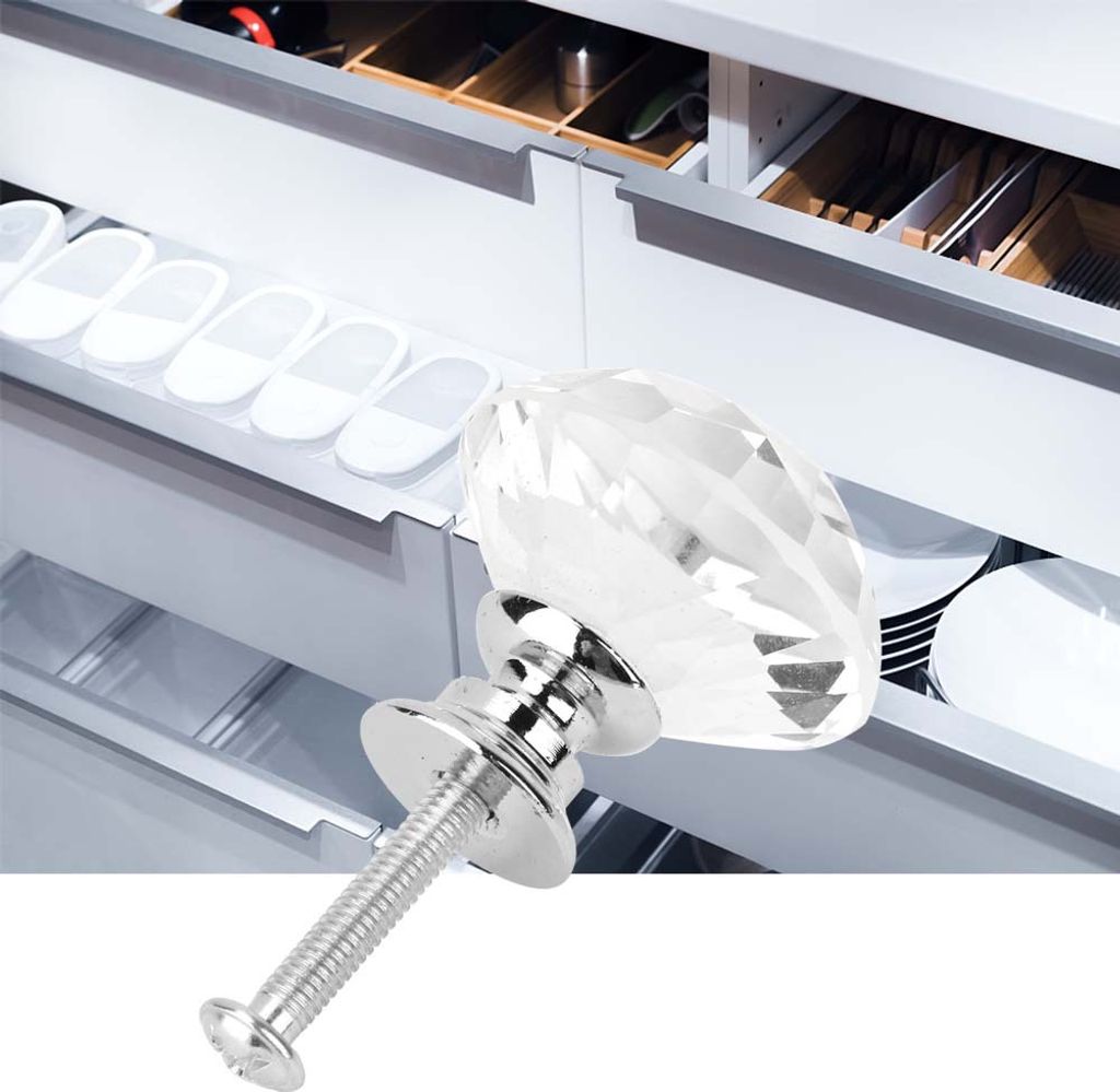 1PCS 30mm Diamond Shape Crystal Glass Pull Handle Cabinet Obrázok produktu 