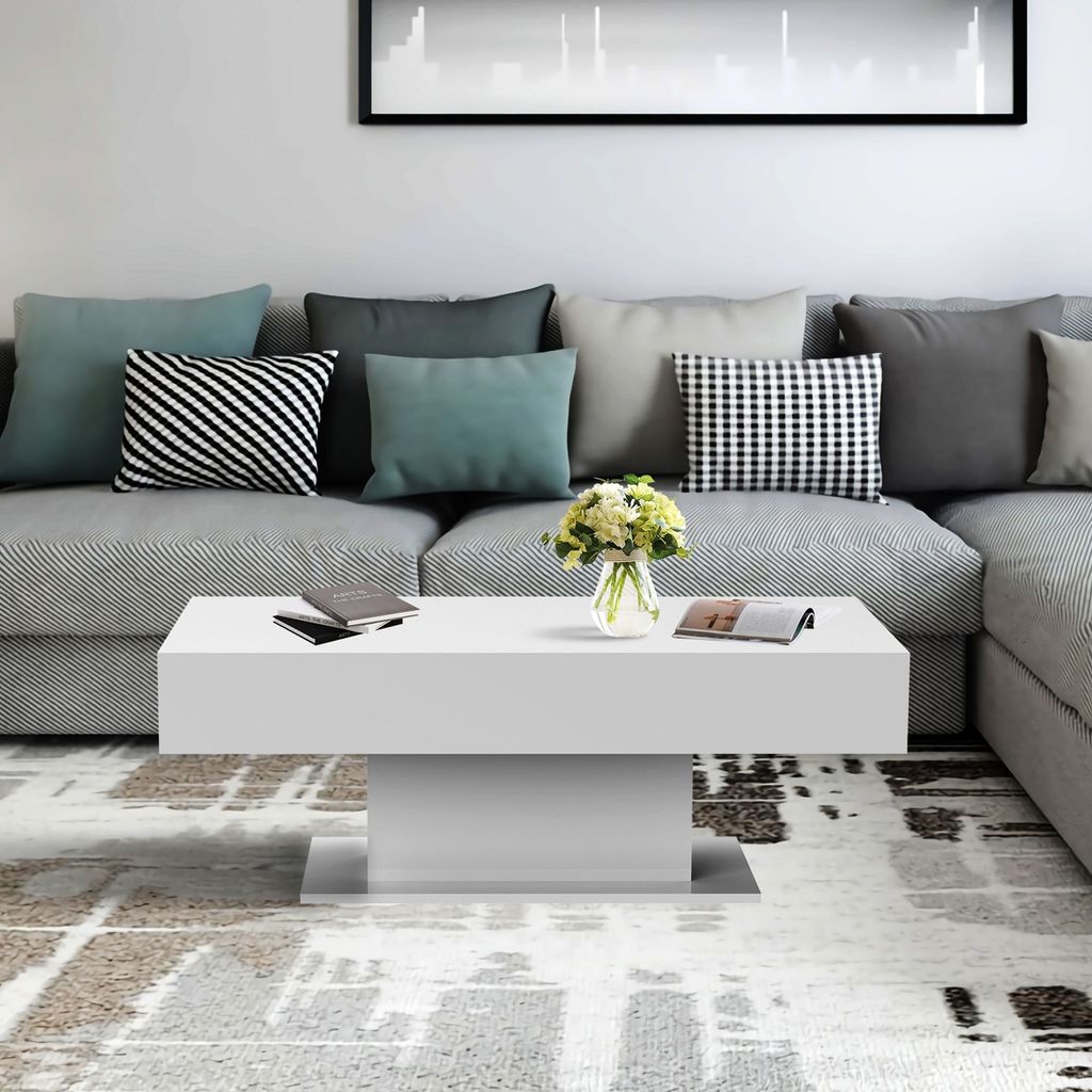 ML-Design Couchtisch mit 2 Staufächern, 110x60x40 cm, Weiß