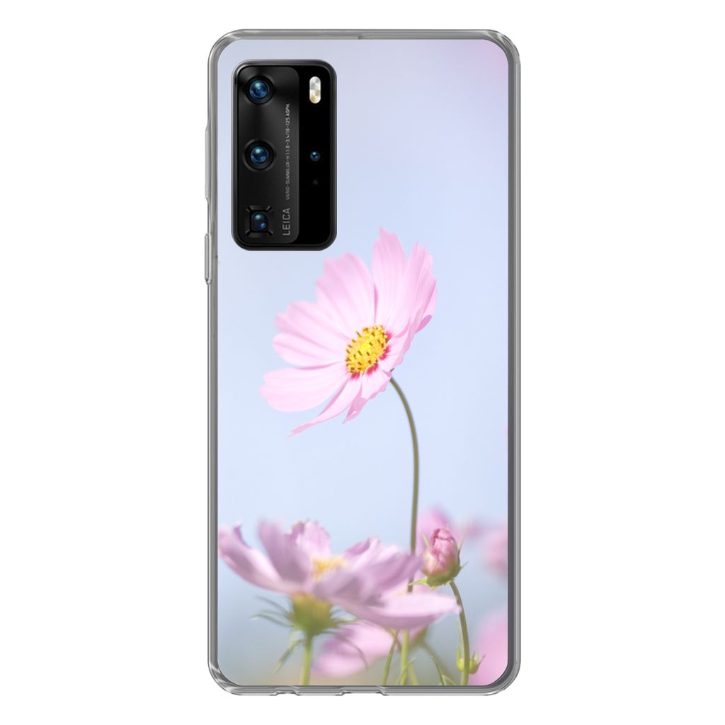 MuchoWow Handyhülle Schutzhülle Hülle für Huawei P40 Pro Blumen - Rosa - Draußen - Natur Silikon Softcase Handy Hülle - Schutz
