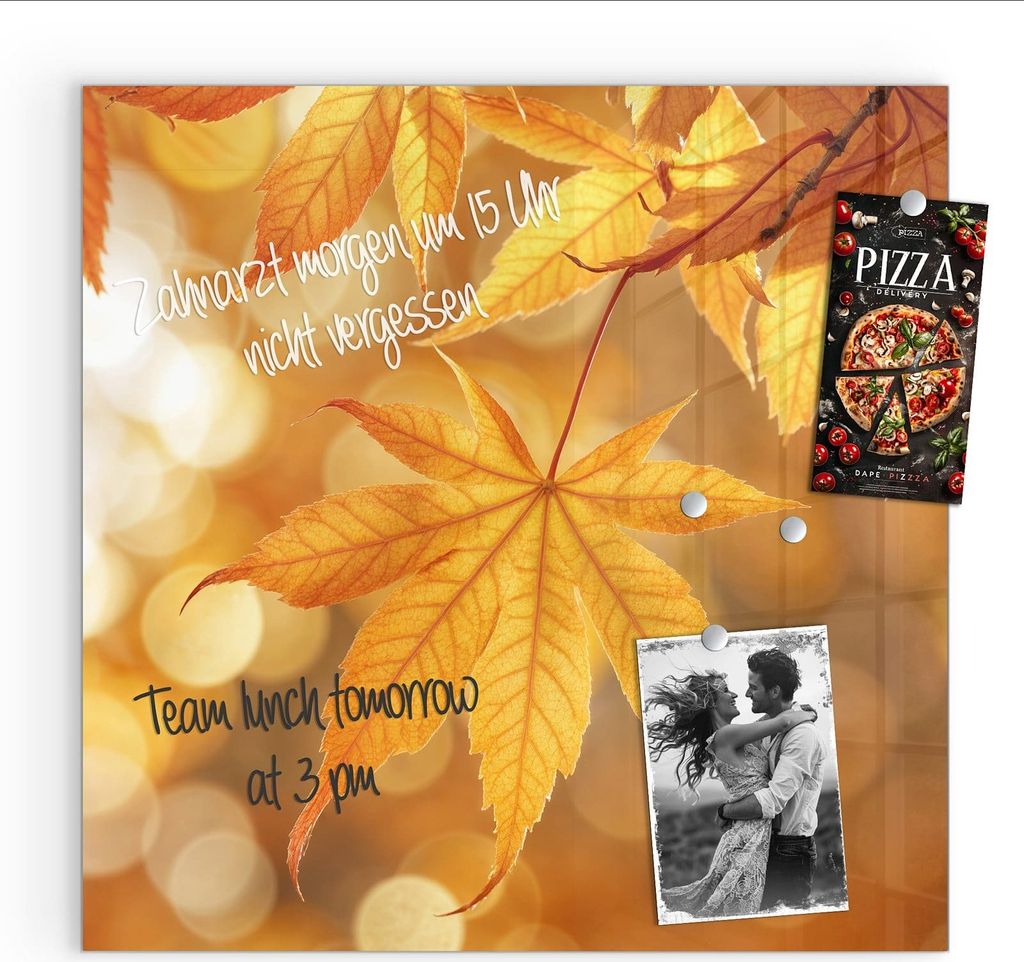 Magnettafel 50x50cm Pinnwand Whiteboard beschreibbar - Herbstlich Glitzernd