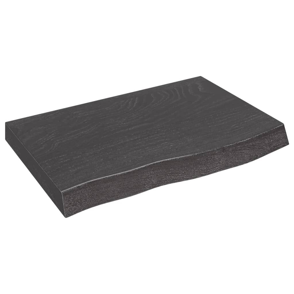 The Living Store Wandregal Dunkelbraun 60x40x(2-6) cm Massivholz Eiche Behandelt