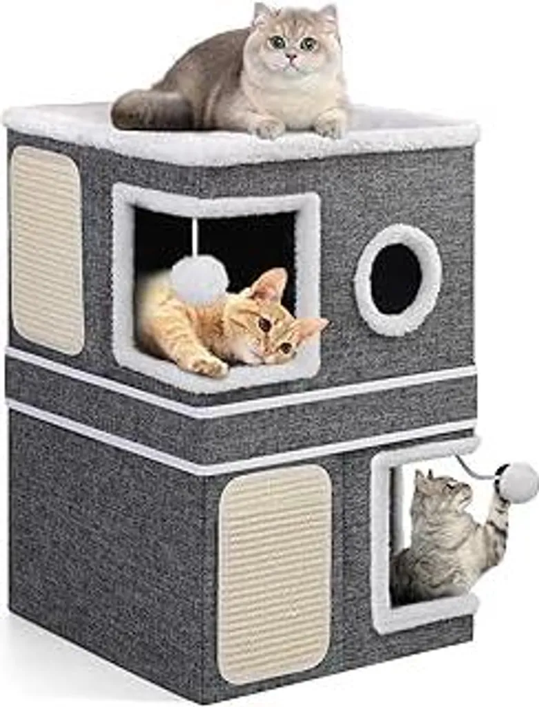 Casetta Gatti 3 Livelli 40x40x63cm: Analisi Cuccia Pieghevole con Sisal