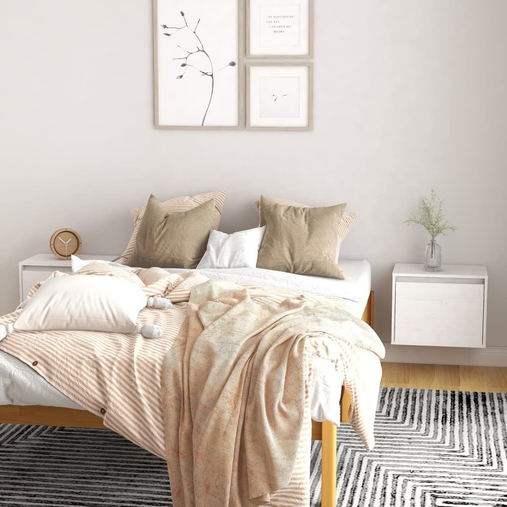 The Living Store Wandschränke 2 Stk. Weiß 45x30x35 cm Massivholz Kiefer