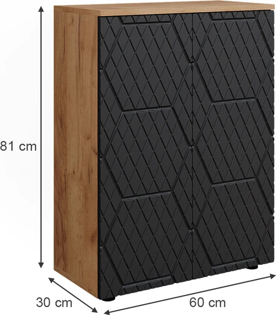 Armoire de toilette Vicco Irma Anthracite à façade effet nid d'abeille