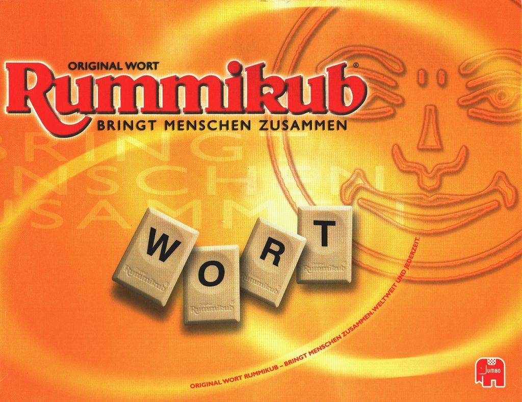 The cover of the Rummikub Wort board game, featuring the game's logo and four tiles spelling out 'WORT'.