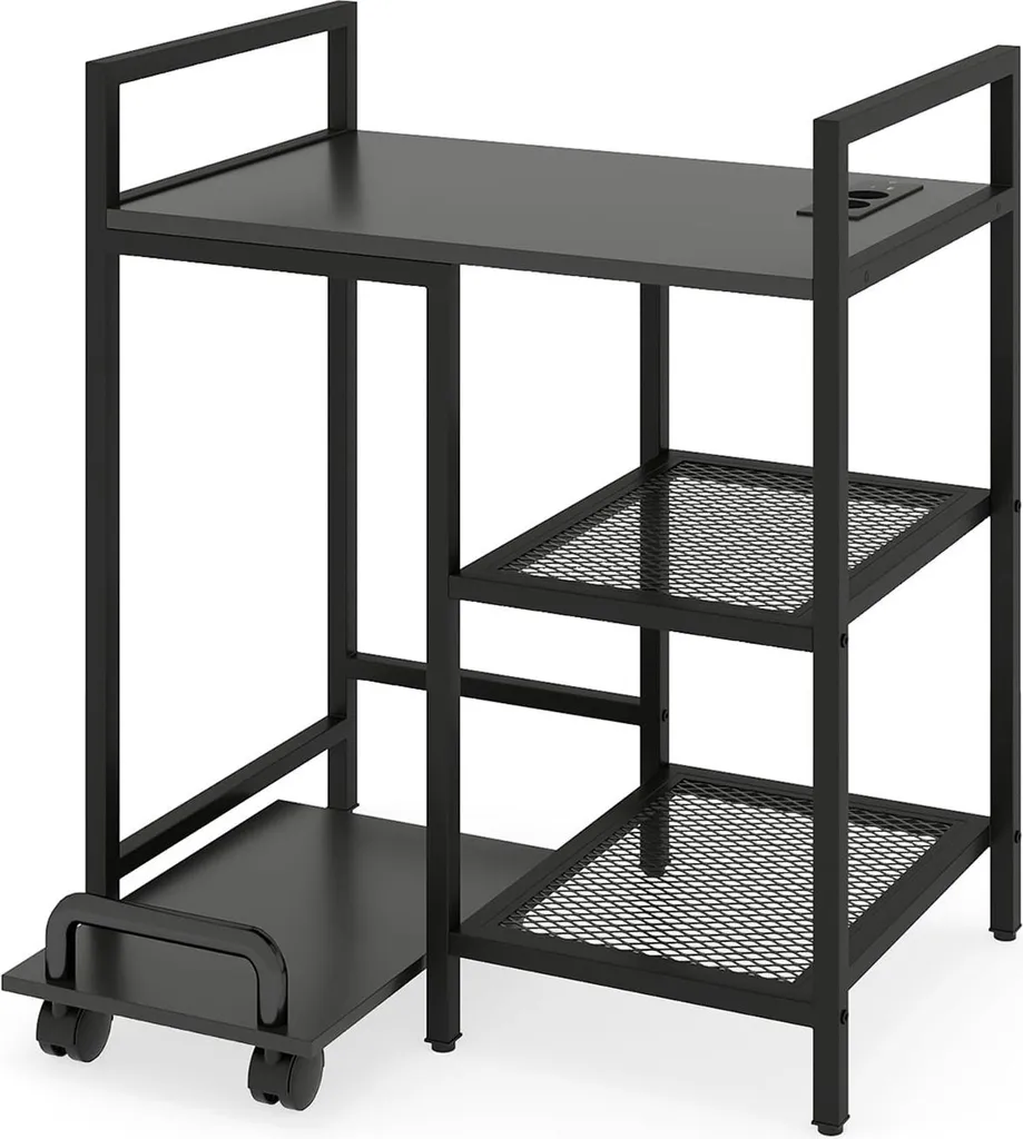Rangement imprimante avec ports USB pour bureau et espace de télétravail
