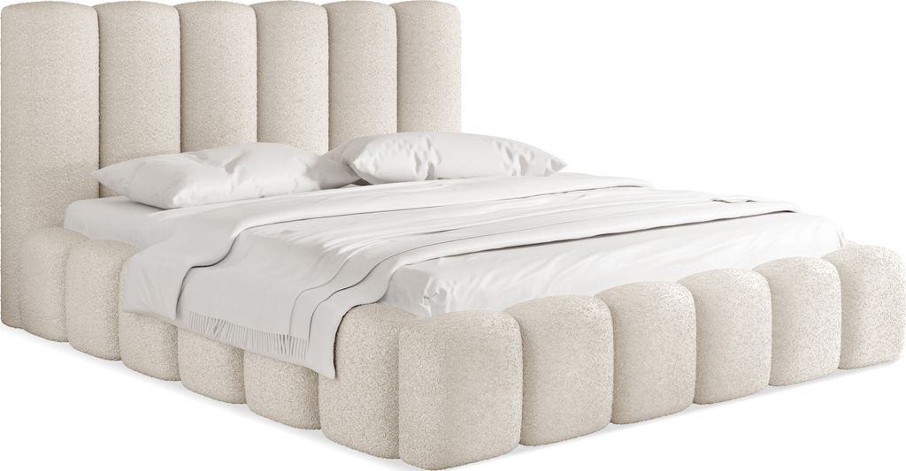 Polsterbett 140x200 mit Bettkasten und Lattenrost – Weiß Produktbild 