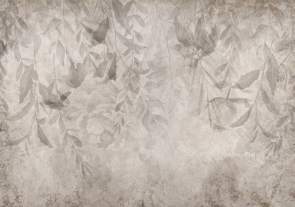 Vlies Fototapete Blätter 400x280 cmTapeten Wandtapete XXL Natur Botanik Pflanzen wie gemalt beige b-A-10074-a-a