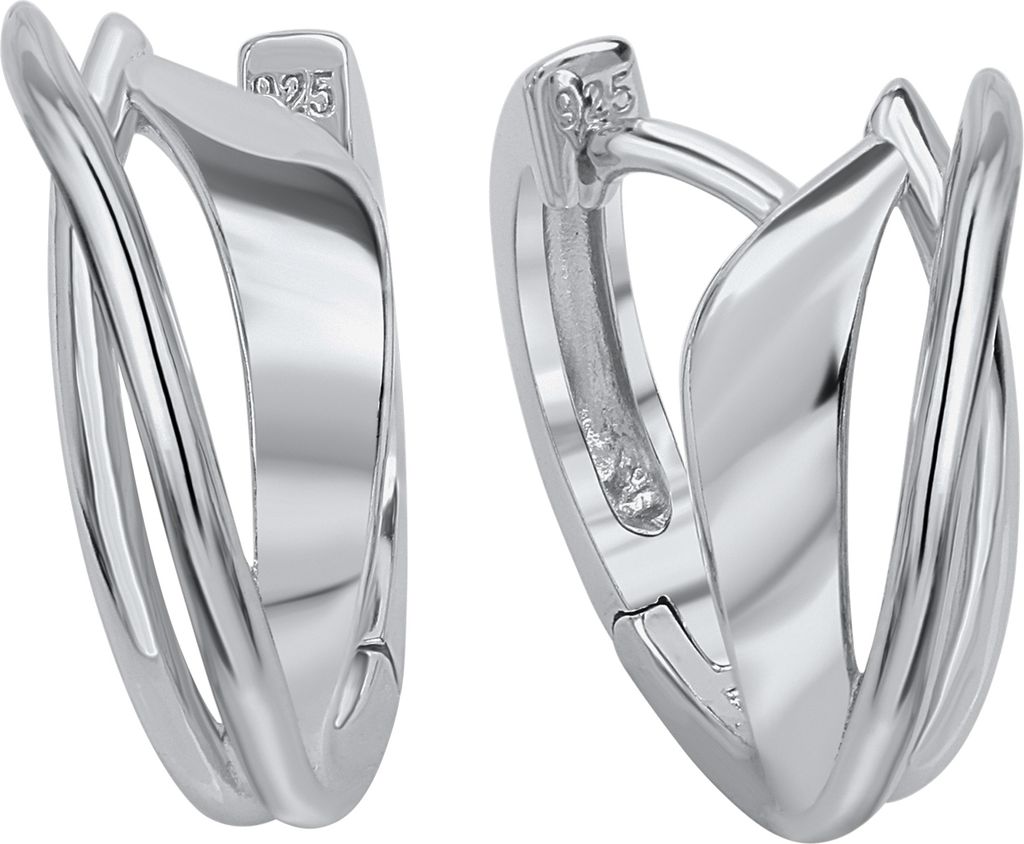 V Creolen 925/- Sterling Silber 1,8cm Silbergrau ohne Stein 025210097R