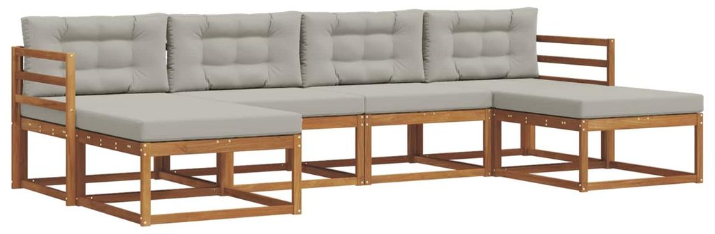 Saisonschlussverkauf -Outdoor-Sofa garnitur moderne - Balkonmöbel/Gartenlounge-Set - robust und langlebig - mit Kissen 6 pcs Natürlich und Hellgr...