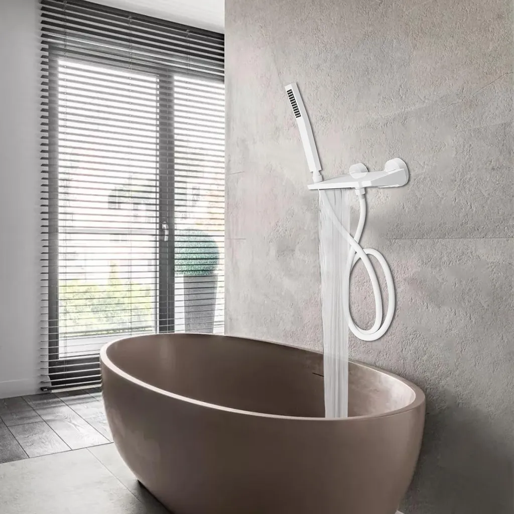 Mitigeur baignoire cascade blanc anti-calcaire, réglage précis d'eau - 5