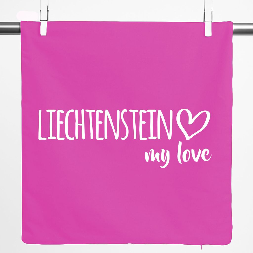 Huuraa Kissenbezug Liechtenstein my love 40x40cm Fuchsia Baumwolle Dekokissenbezug Geschenkidee