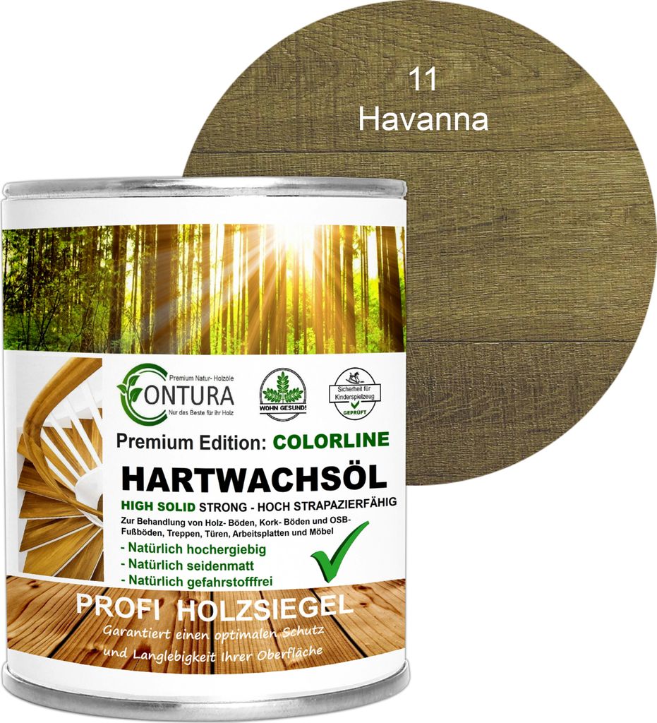Contura 750ml. FARBIGES Hartwachsöl Colorline Premium Hartwachs - 11 Havanna