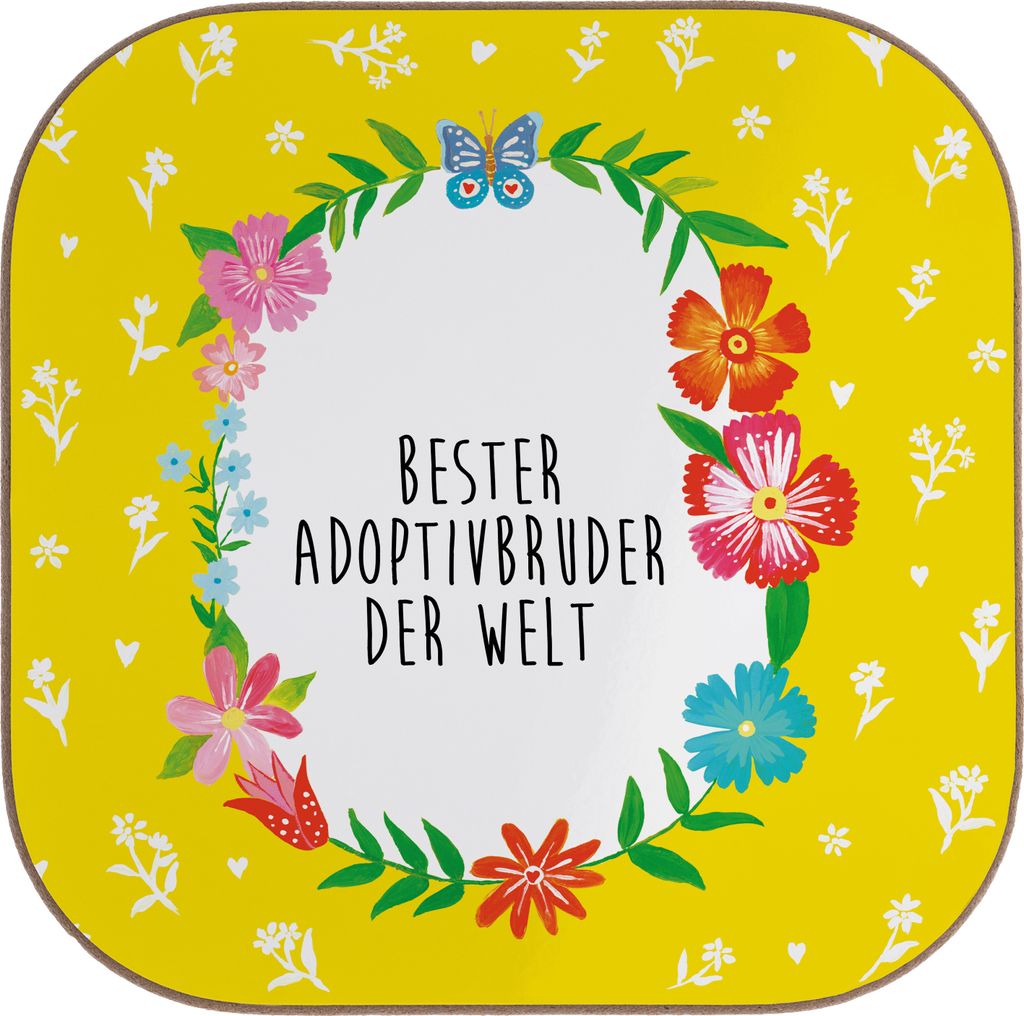 Mr. & Mrs. Panda Tischuntersetzer Adoptivbruder - Weiß - Geschenk, Getränkeuntersetzer, gläseruntersetzer, Untersetzer Gläser, Bruderherz, Glas...