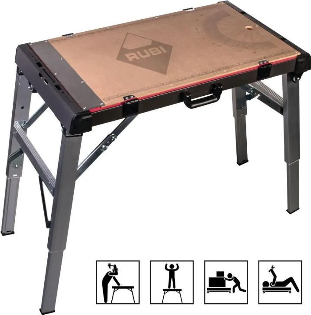 Table de travail pliante réglable 4 en 1 RUBI 66924 robuste et stable - 4