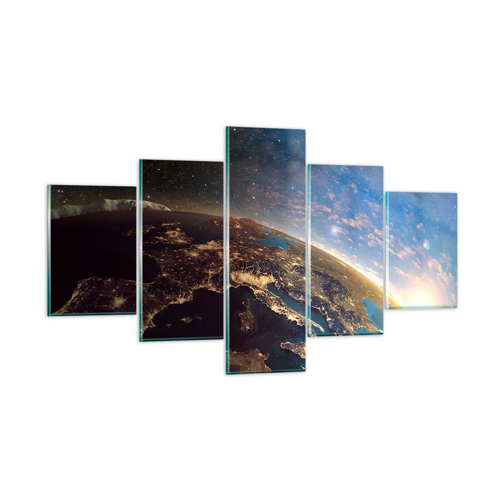 Bilder auf glas - Kosmos Erde - 125x70cm - Glasbilder - Wandbilder - Bilder - Kunstdruck - zum Aufhängen bereit - Wanddekoration aus Glas - Glas B...