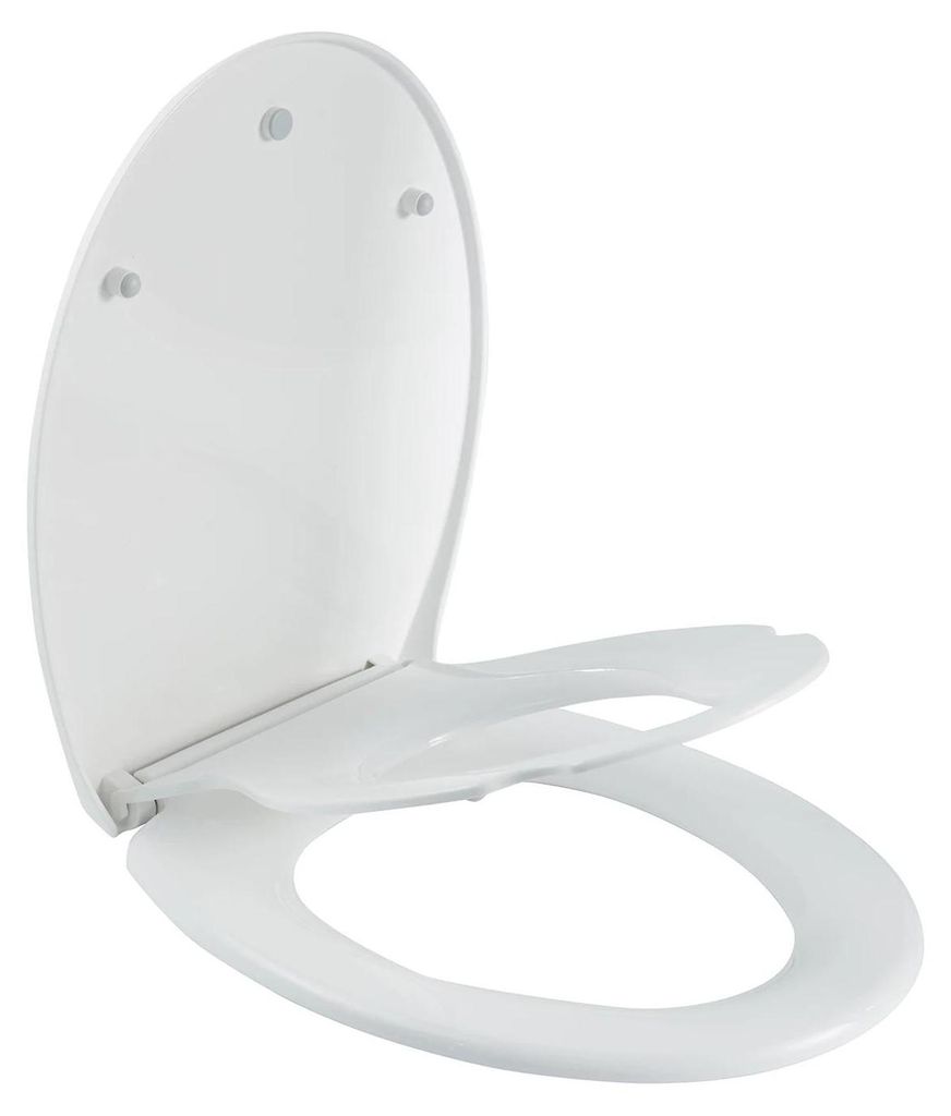 D-förmiger WC-Sitz - Toilettensitz - Softclose Absenkautomatik - Schnellverschluss - Integrierter Kindersitz - Leicht zu montieren - Abnehmbar zur...