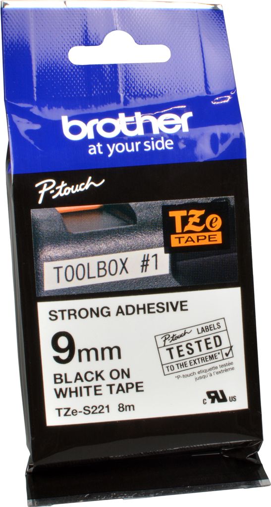 Brother TZe-S221 - Extrêmement adhésif - noir sur blanc - Image du produit 