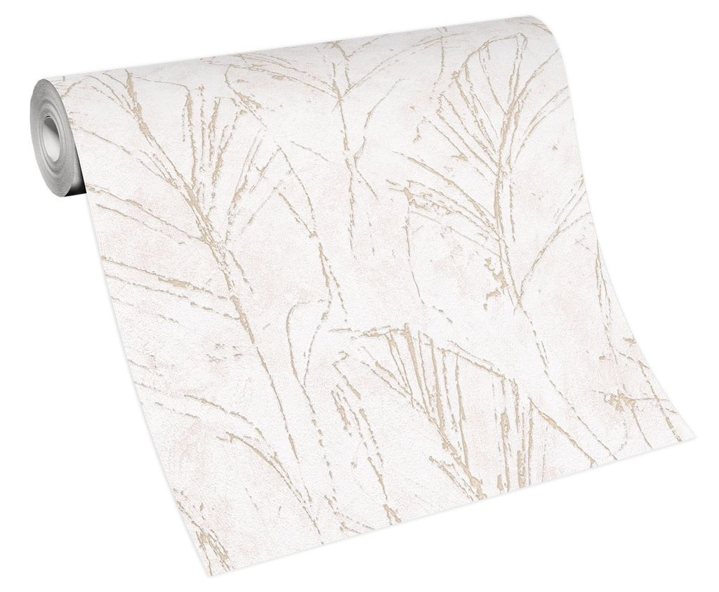 A roll of wallpaper with a floral pattern.