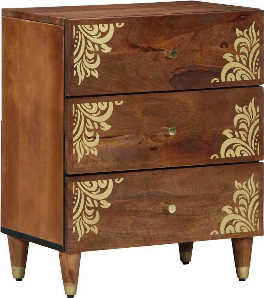 Nachttisch Honigbraun 50 x 33 x 62 cm Massivholz Mango